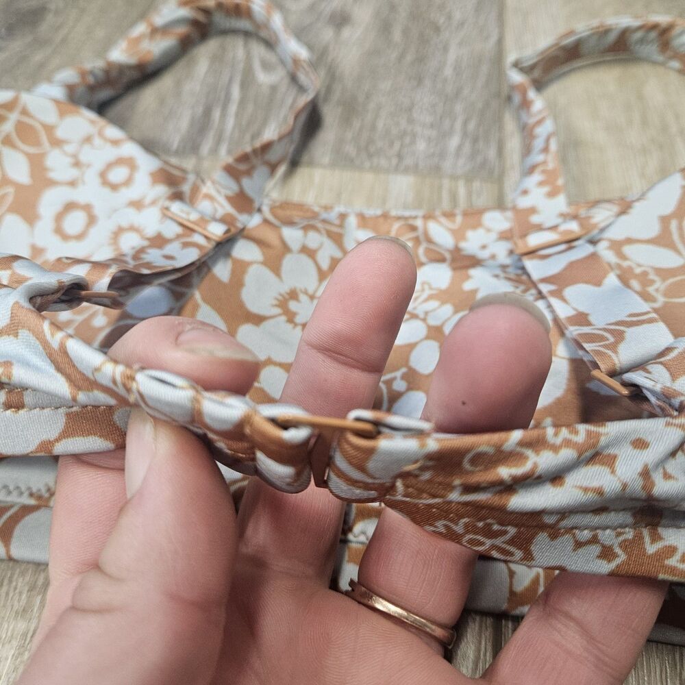 Everlane Bikini Set Blue Honey Floral Square Neck High Waist Women's XS Small - Picture 7 of 9